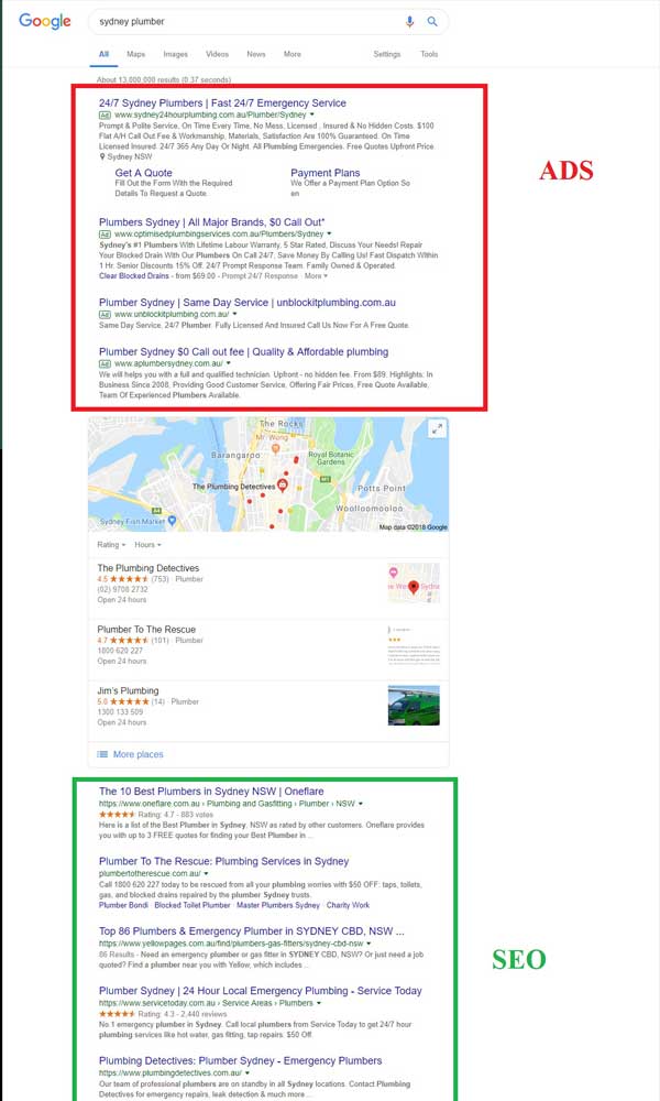 google seo vs google ads